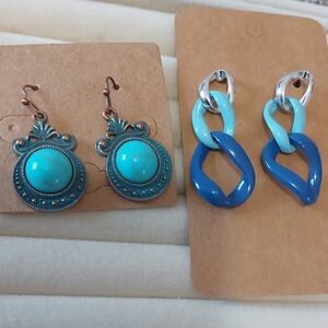 2 Pair of Blue-tone Earrings